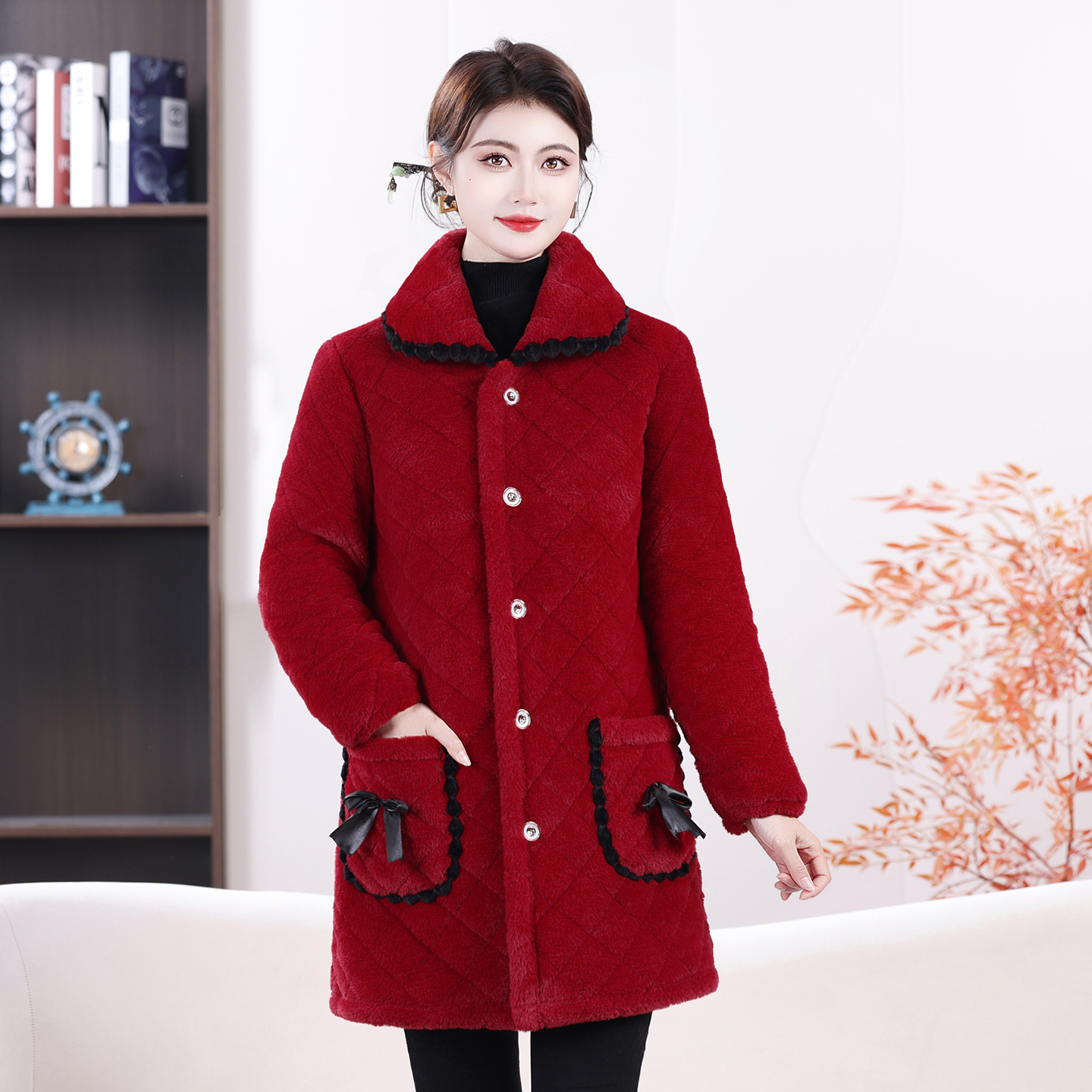 时尚外套中老年女装中老年冬季加厚棉袄秋冬妈妈装