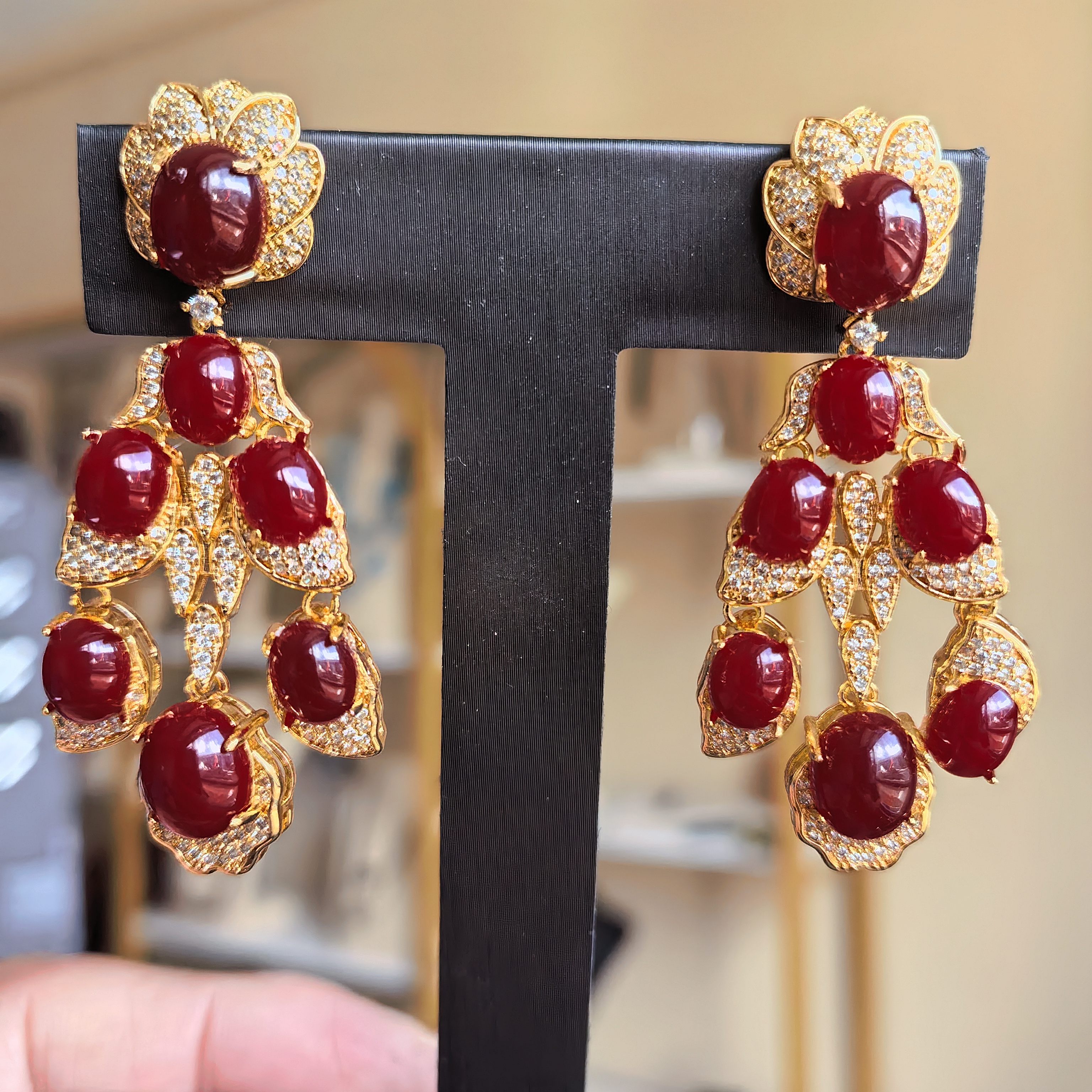 藏式穿搭阿卡红手工耳环新款