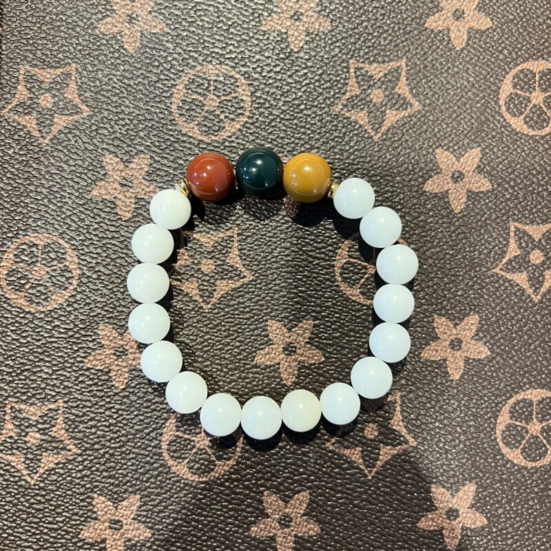 S0043-白玉菩提红绿灯单圈手串(无礼盒)