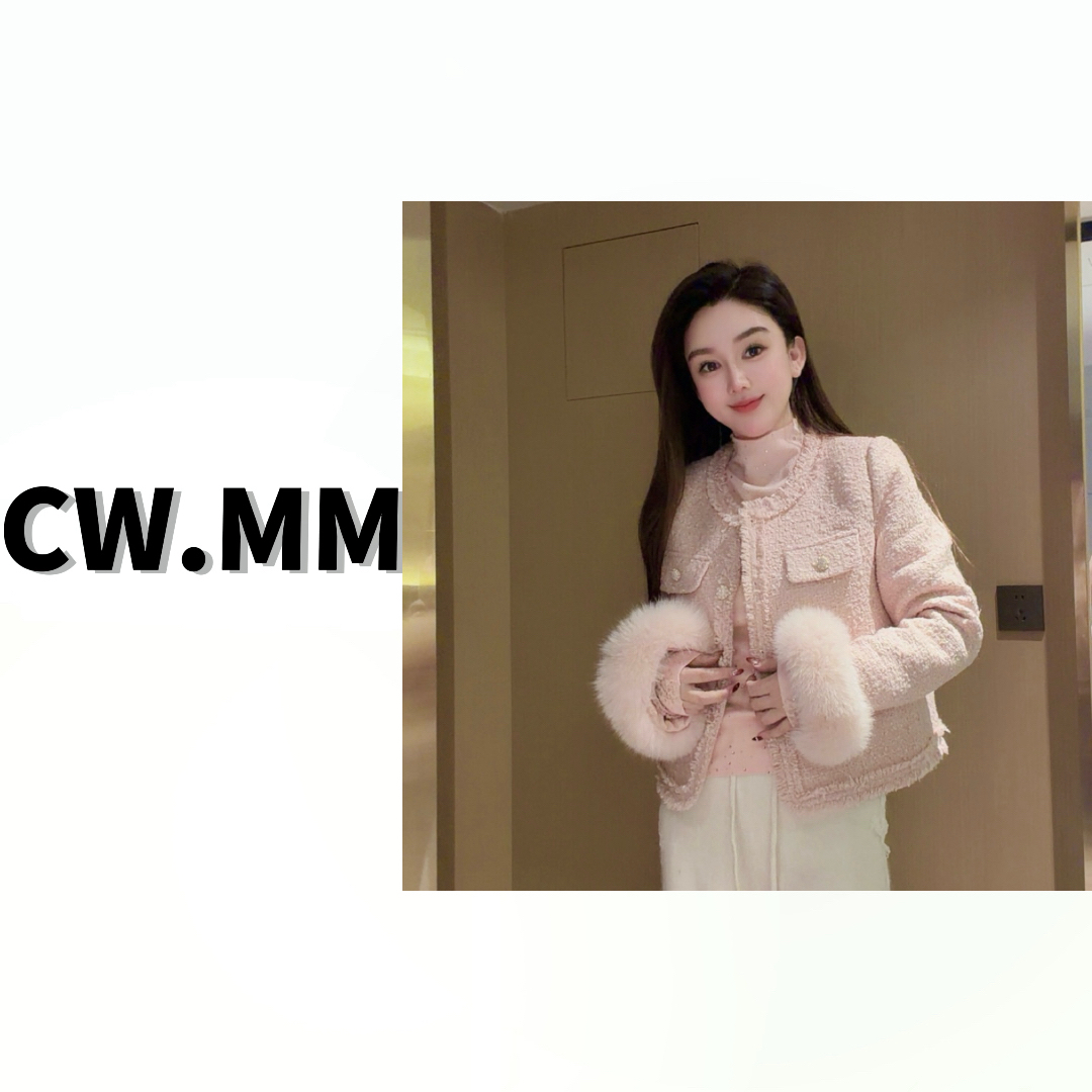 CW.MM【温柔沉溺】樱花粉- 白鸭绒小香风秋冬法式保暖短外套