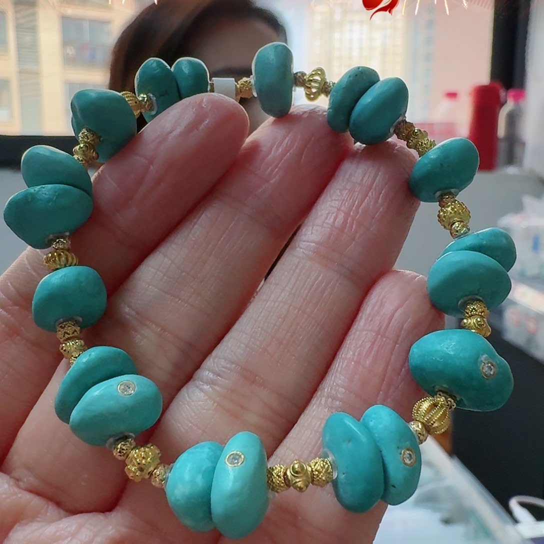 绿松石珠宝奇石18K金镶嵌