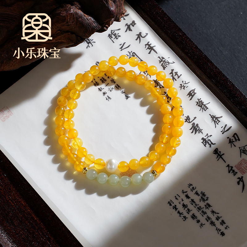 轻奢百搭蜜蜡和田玉显白女式手链多样性发一-10194