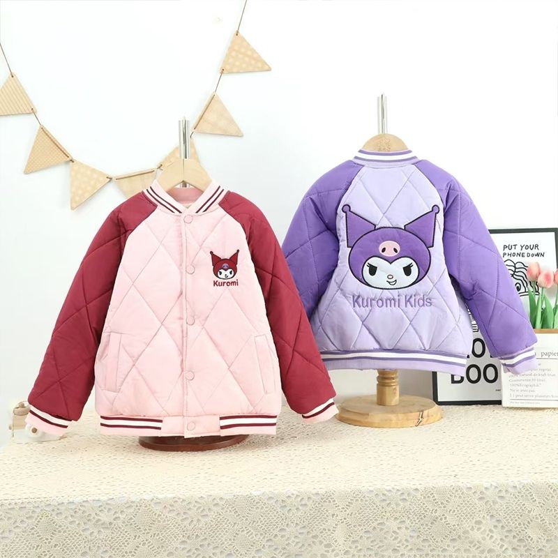 儿童棉服拉链开衫拼色女童风格棉袄圆领保暖中大童外穿