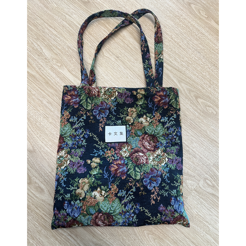 莫奈油画花购物袋