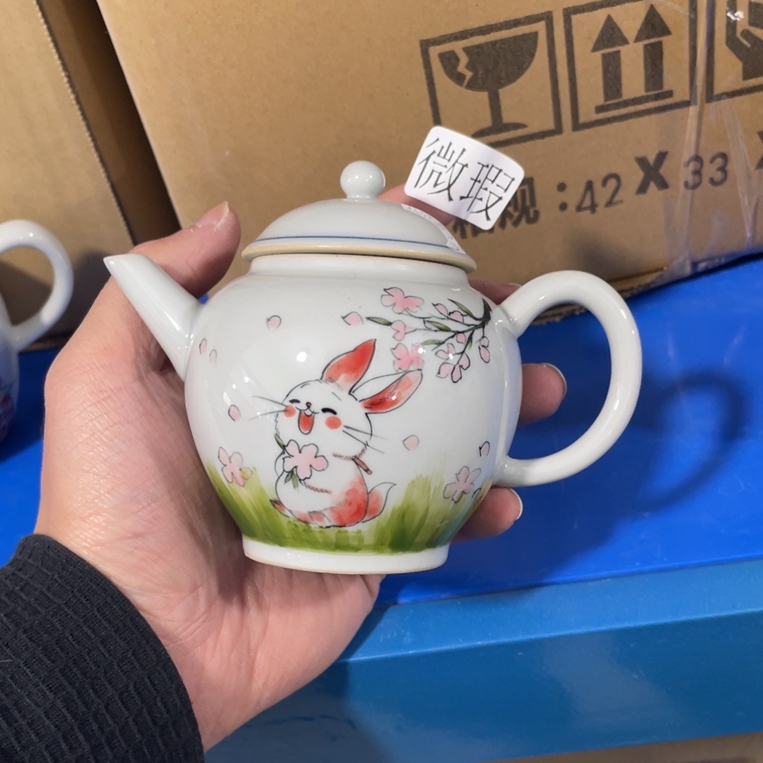 釉下手绘茶具微瑕