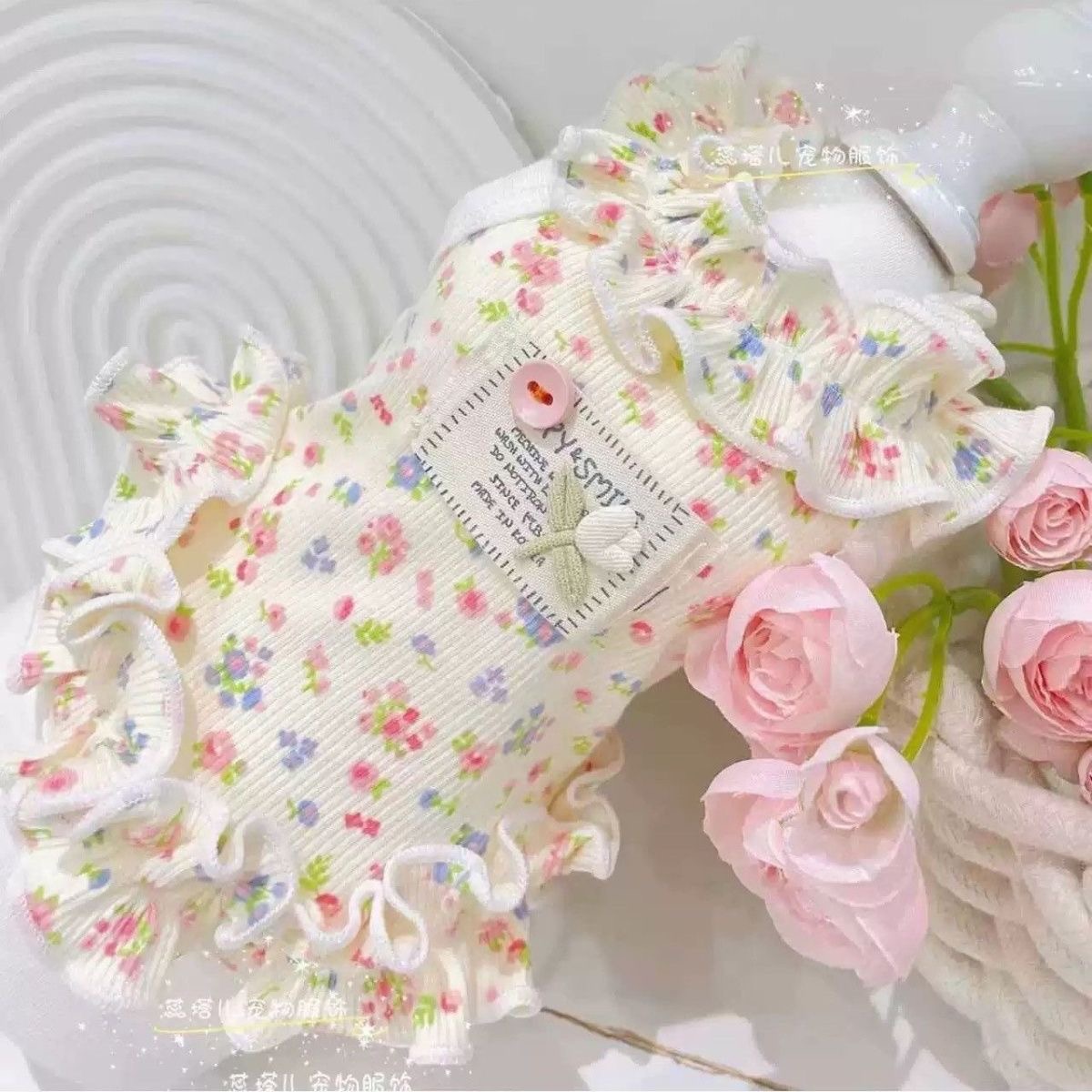 薄款春夏猫咪小狗狗吊带碎花连衣裙印花宠物衣服小型犬约克夏透气