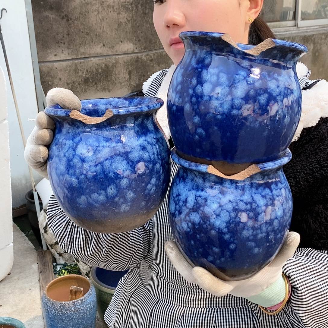 红泥花盆瑕疵口13高15