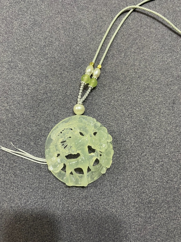 岫玉挂件天然玉石吊坠小鹿玉挂件一路生花玉吊坠