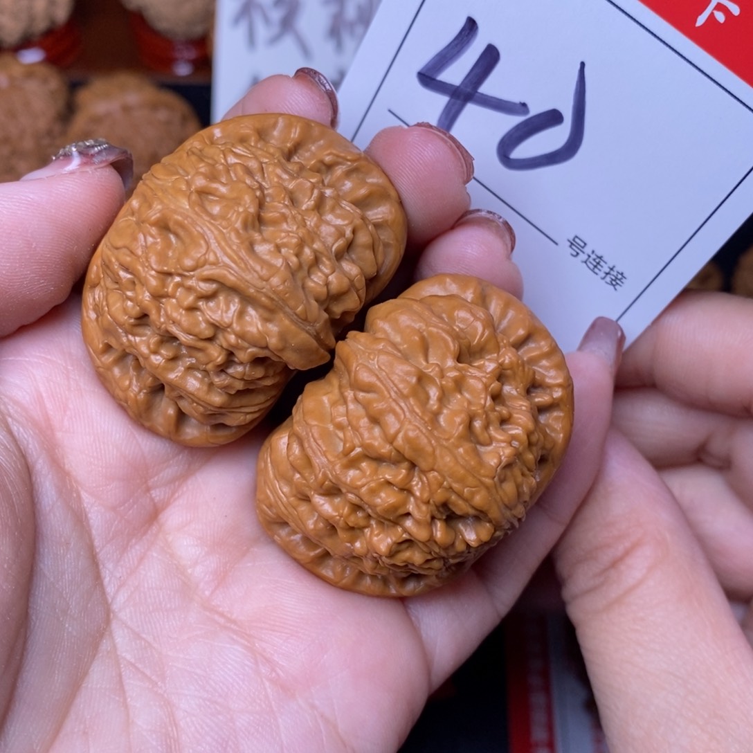 文玩核桃把件40闷尖球白4,3