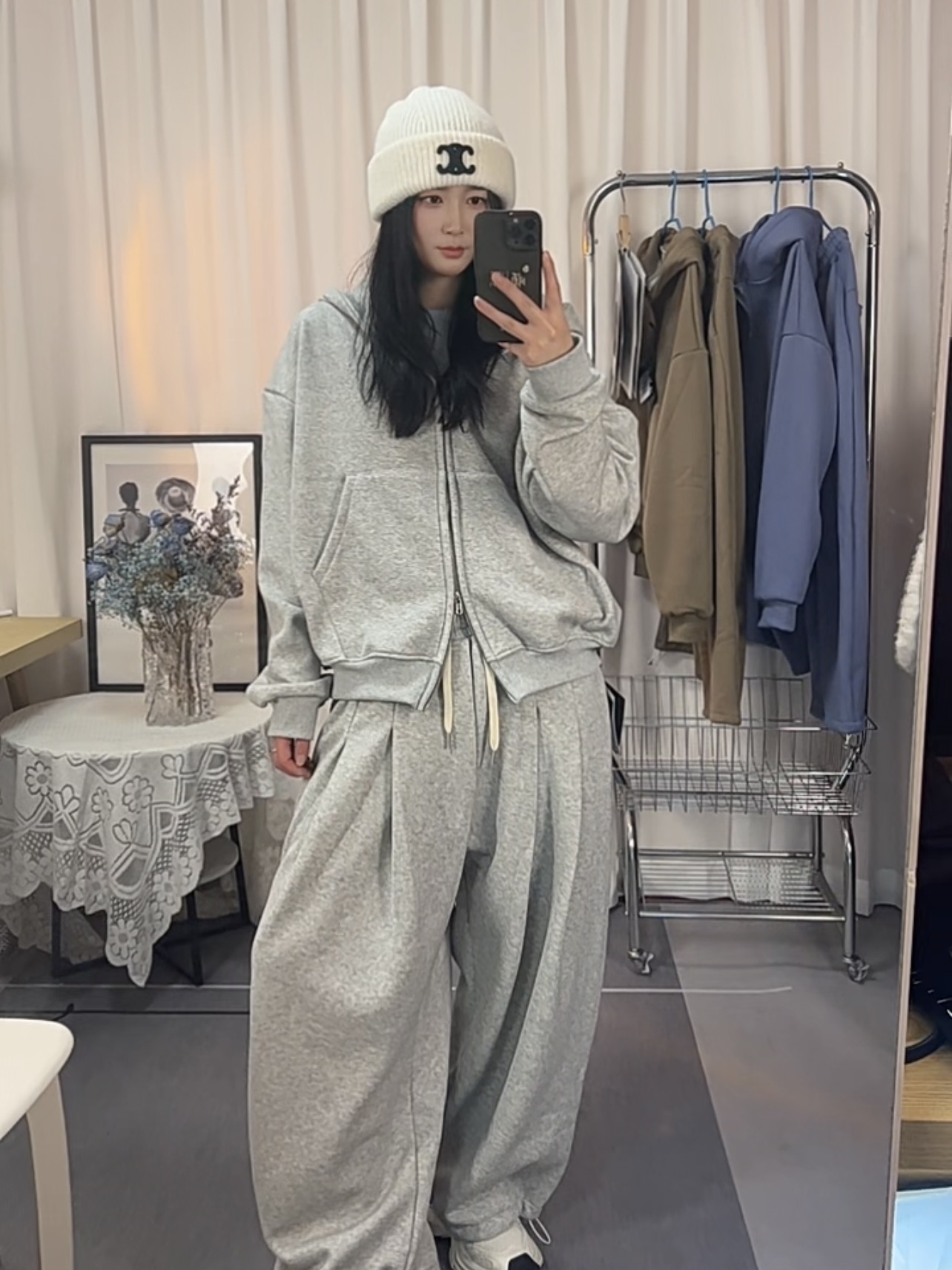 【SS】慵懒休闲风宽松奥粒绒两件套装