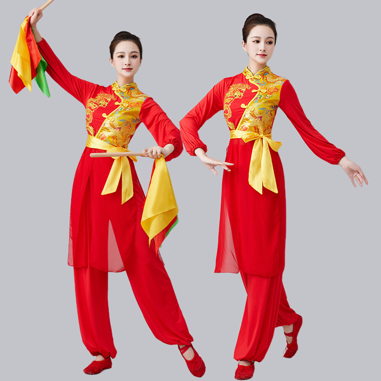 龙纹鼓舞演出服罗鼓舞打鼓古典舞民族舞蹈表演服广场舞套装舞蹈服
