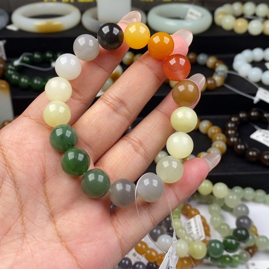 和田玉手串未镶嵌四***海