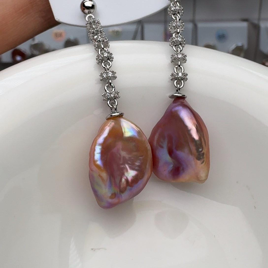 阳***生淡水珍珠未镶嵌耳饰