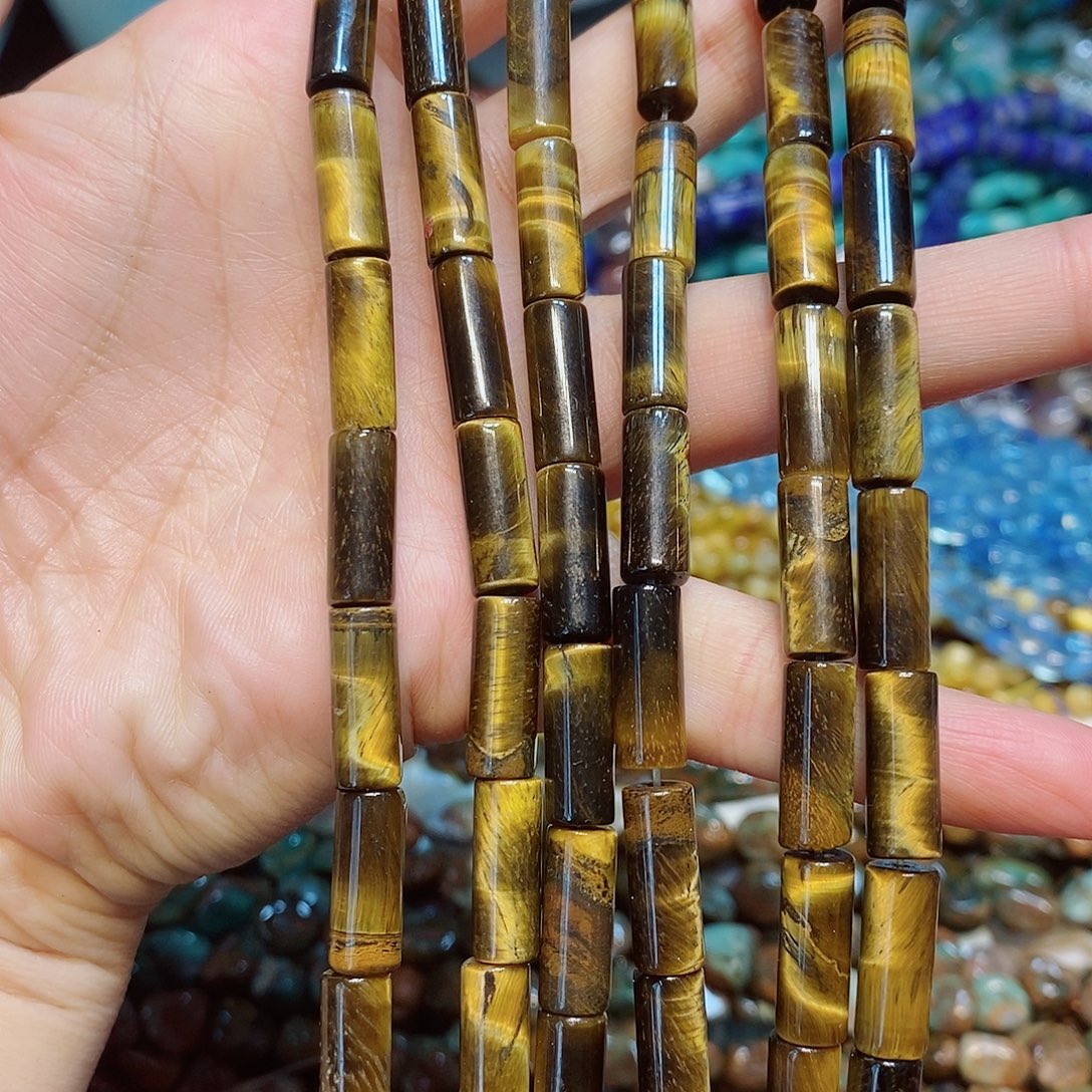 玛瑙/玉髓散珠天然虎眼管一条6✖️16mm