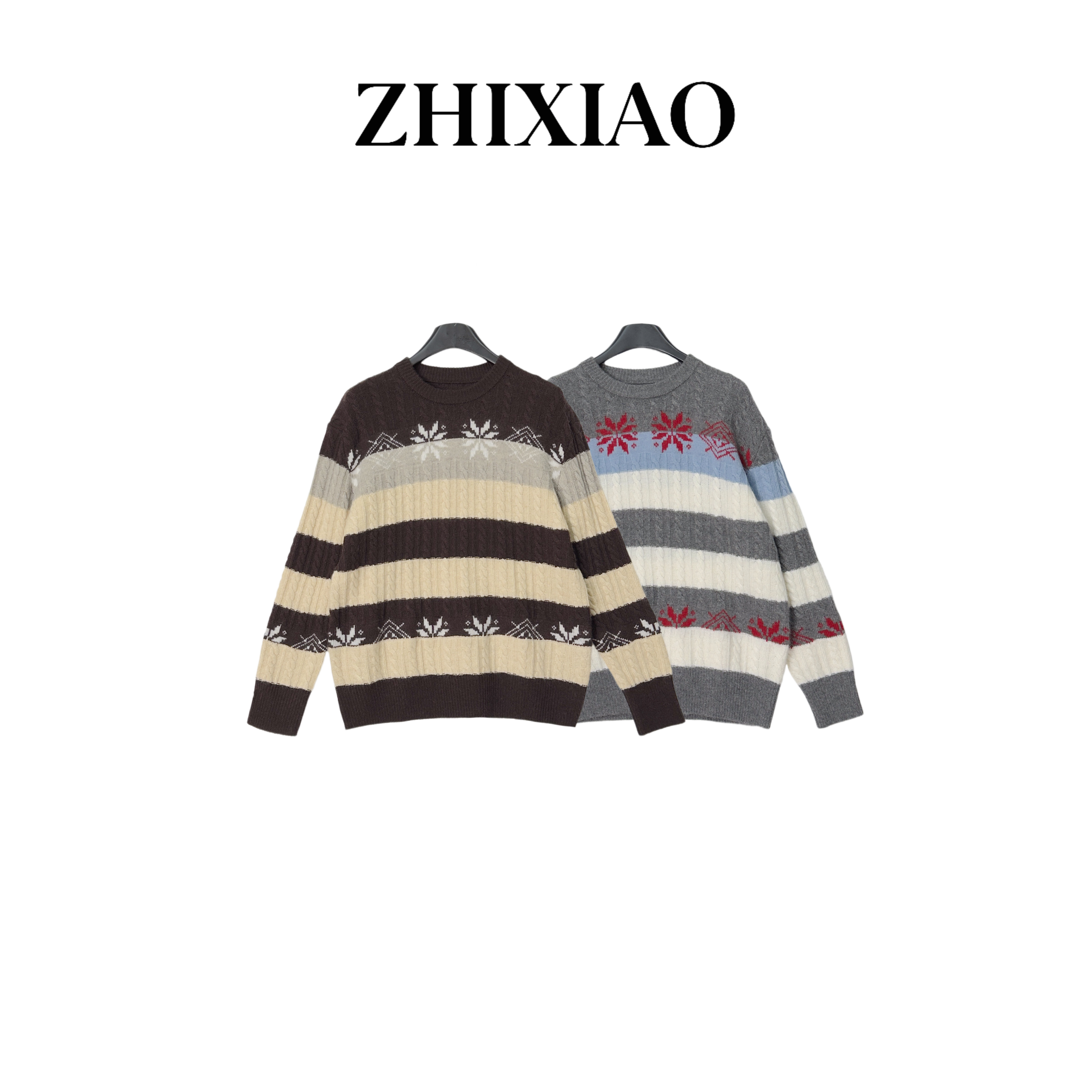 【ZHIXIAO】秋冬新款：提花条纹毛衣TR1202