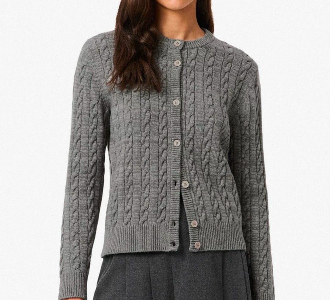 0904 女款经典绞花毛衣开衫