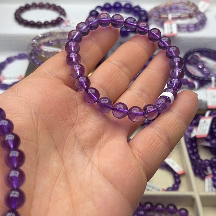 烟晶手串未镶嵌天然紫水晶手链