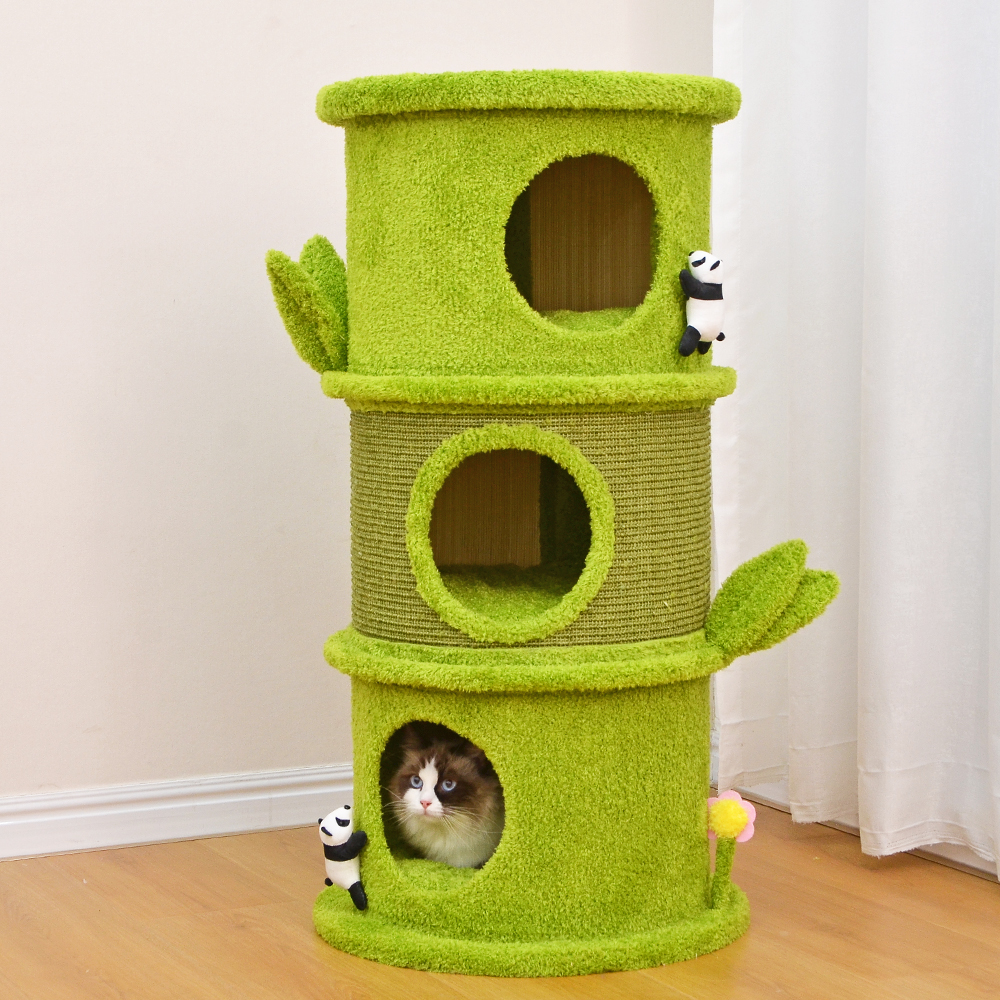 catry凯瑞宠物熊猫多层竹子剑麻桶猫窝49*94cm