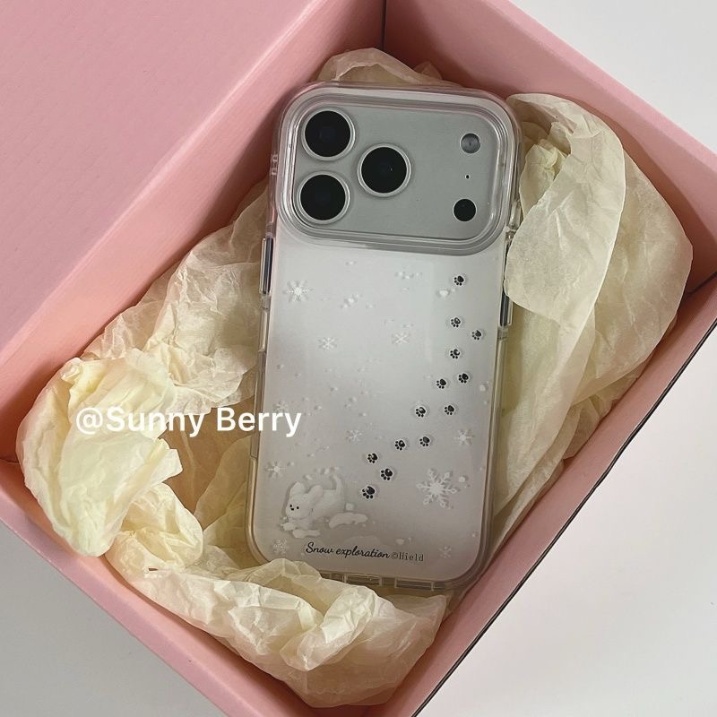 简约冬天雪地小狗适用苹果17ProMax手机壳iPhone16女款15防摔14