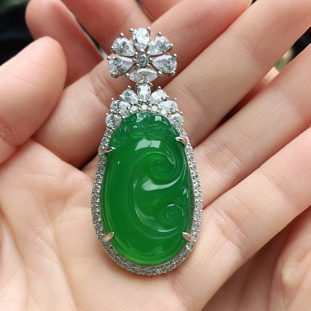 玛瑙/玉髓吊坠银S925镶嵌