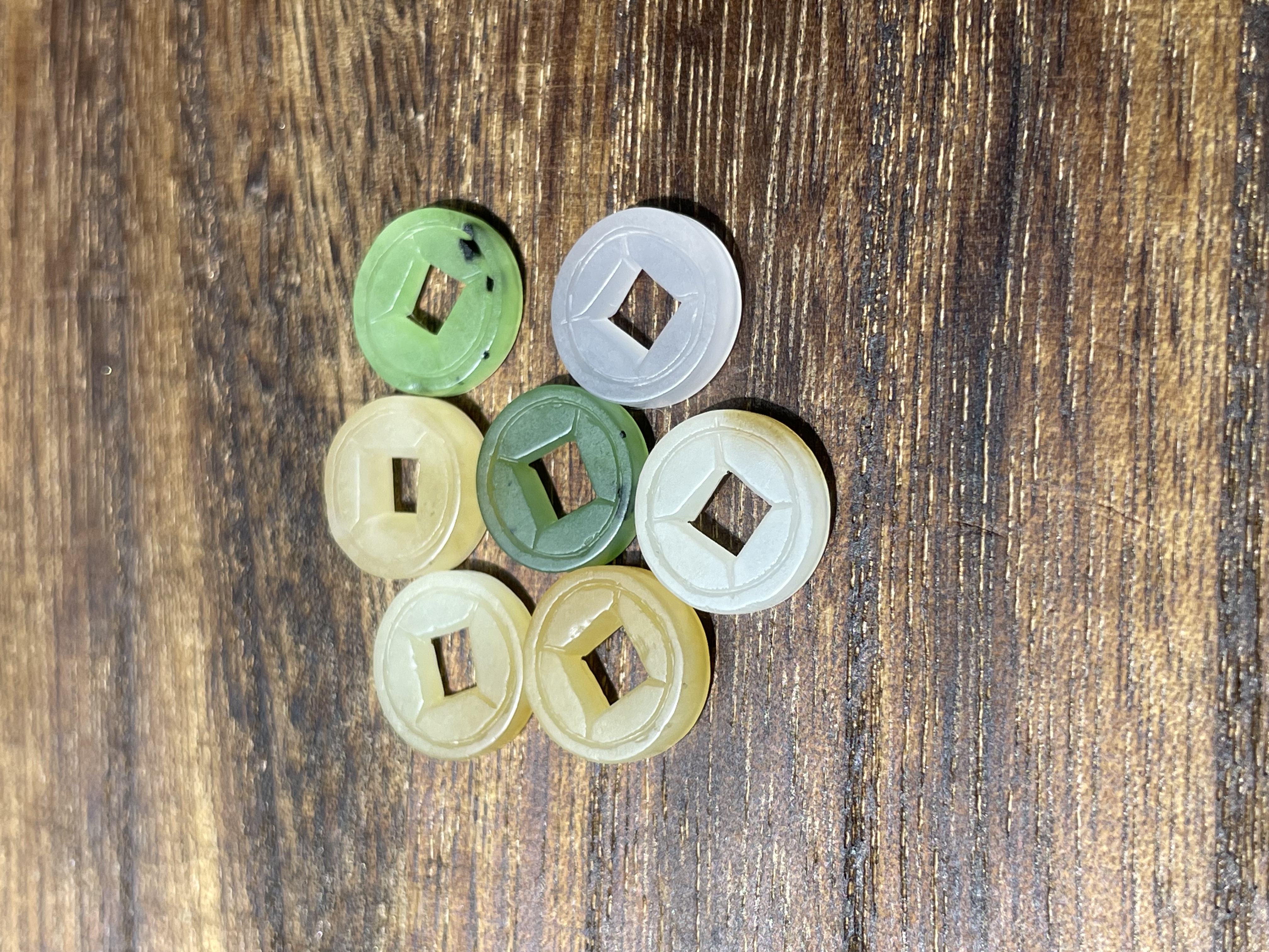 和田玉铜钱diy碧玉糖玉钱币配饰卡13*3mm【多样性发货   发一个】