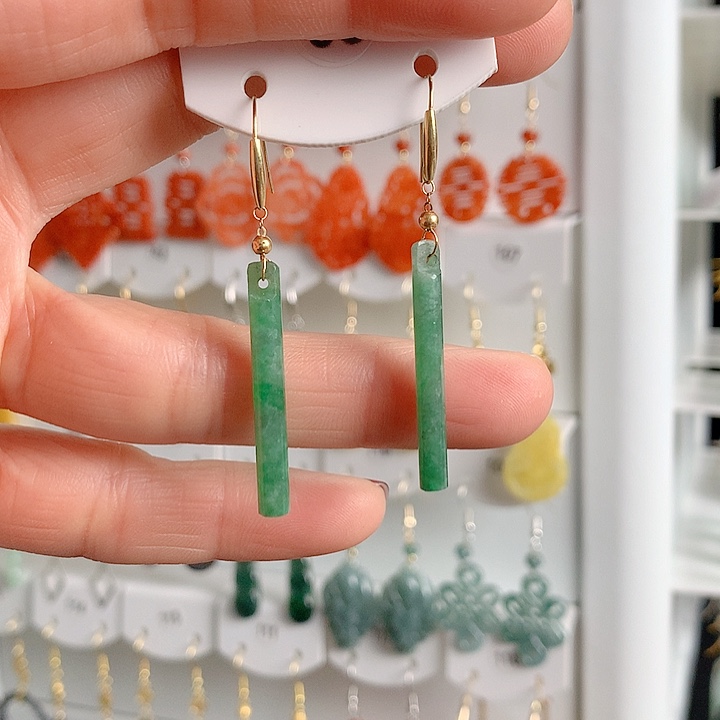 翡翠耳饰18K金镶嵌翡翠