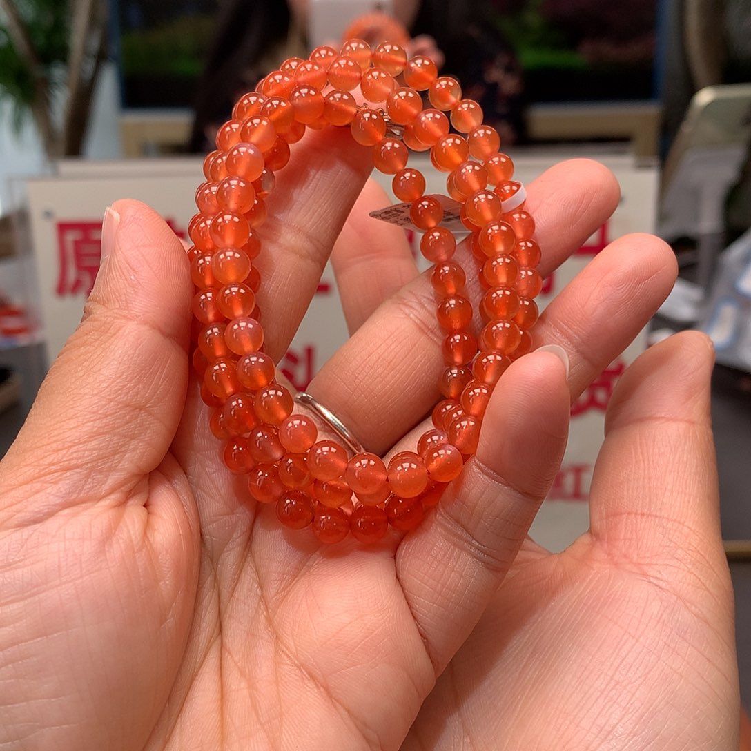 南红玛瑙5mm冰飘多圈未镶嵌