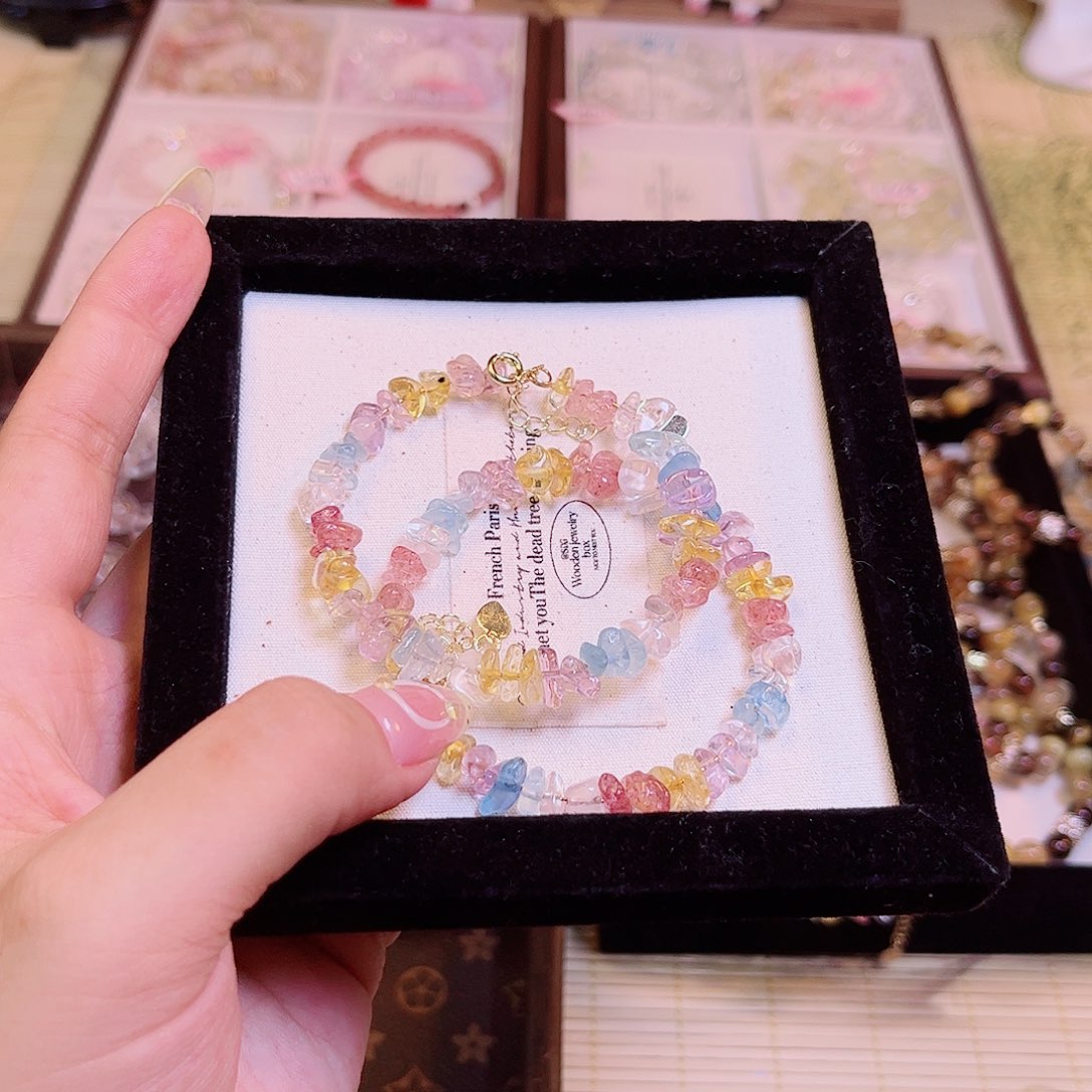 水晶手链银S925镶嵌彩色