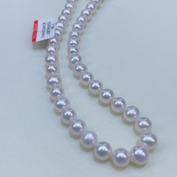 淡水珍珠颈饰银S925镶嵌8/9极光冷白无核几乎无暇