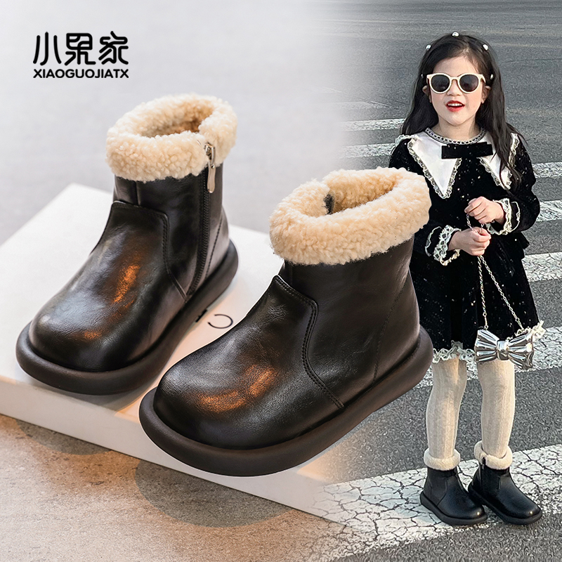 女童靴子2025新款冬季儿童马丁靴宝宝洋气小短靴秋冬加绒女孩鞋子