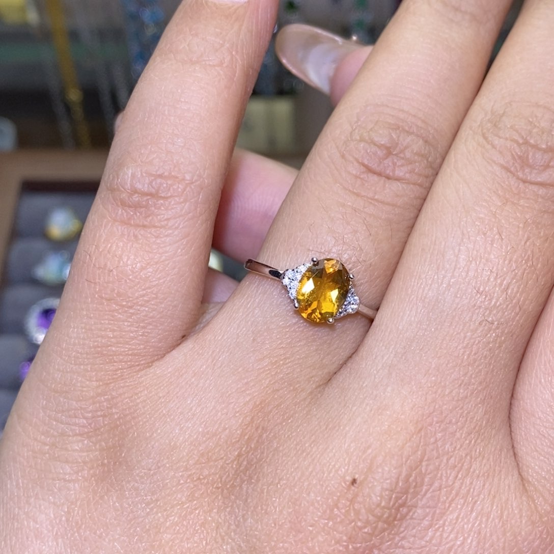 黄晶戒指银S925镶嵌16262627