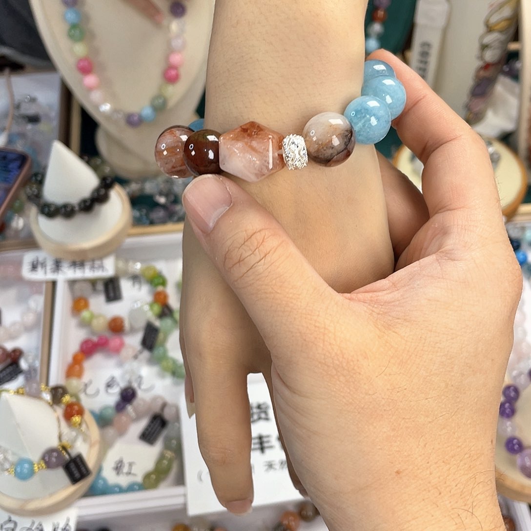 水晶手链银S925镀金镶嵌