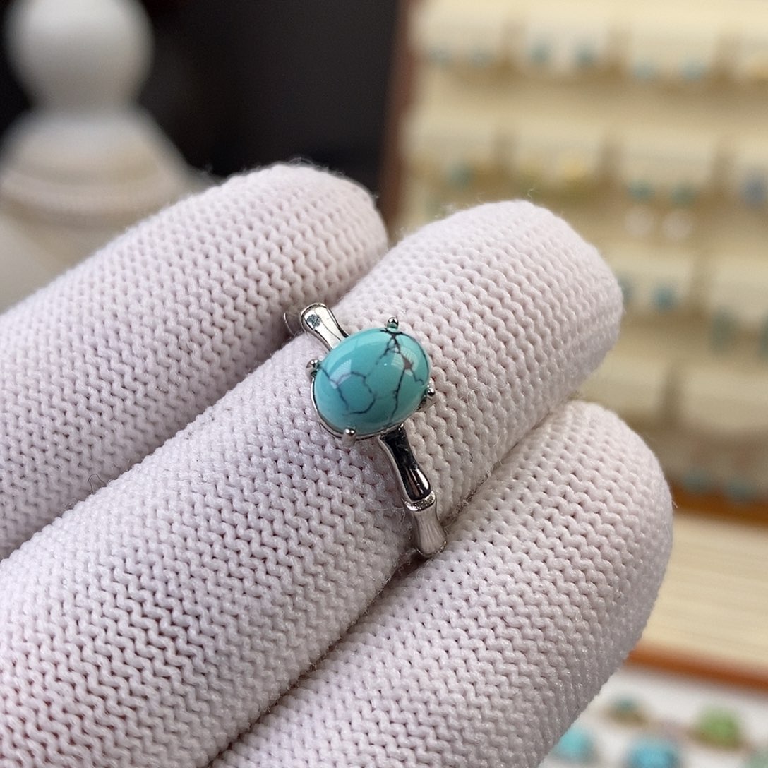 绿松石戒指银S925镶嵌