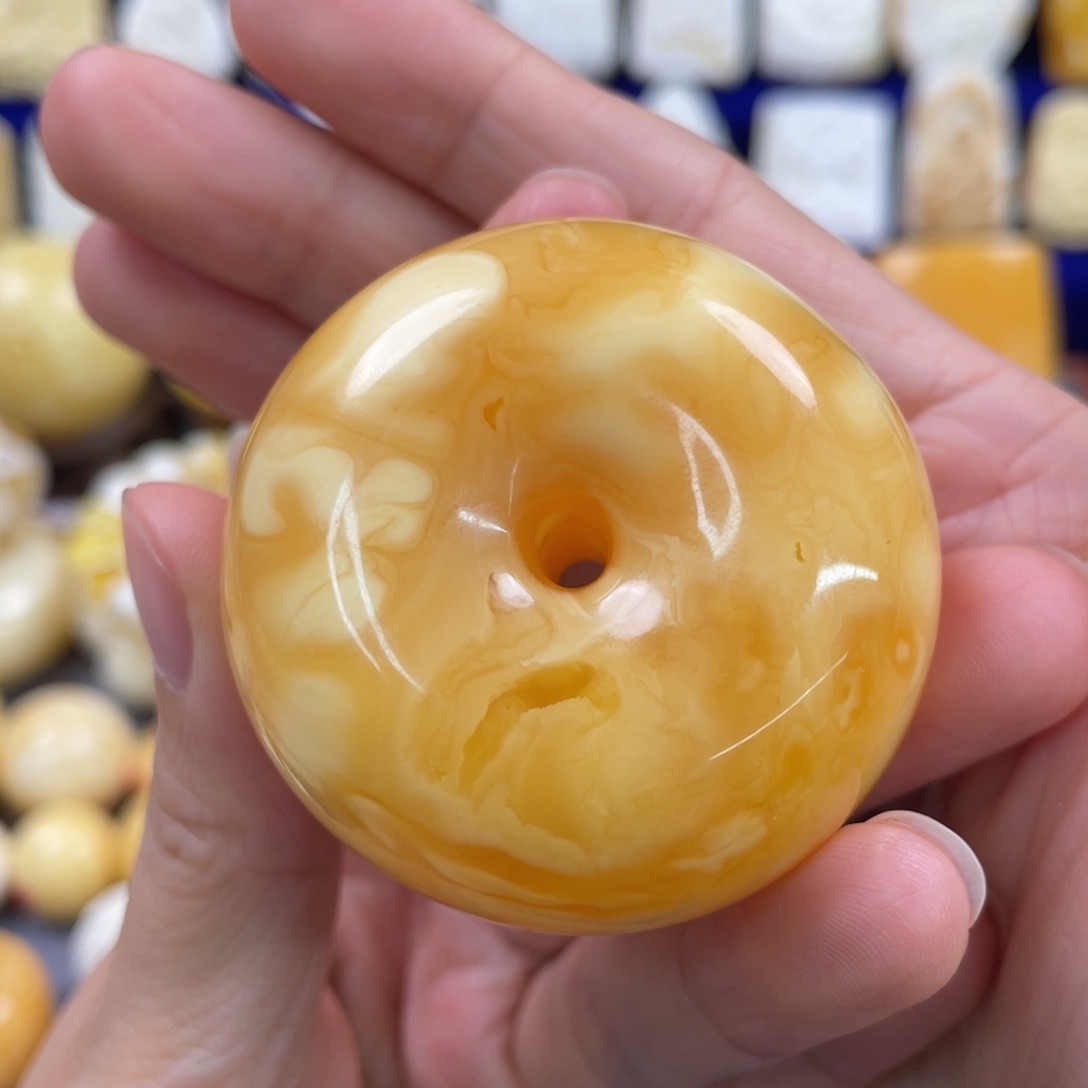 蜜蜡裸石未镶嵌琥珀蜜蜡平安扣吊坠