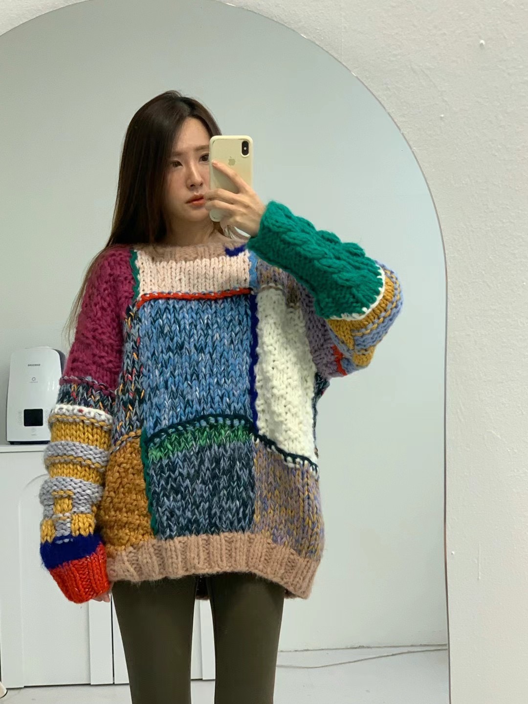 韩国东大门正品 彩虹毛衣绒衫  垒垒王子同款 男女同款 中性风