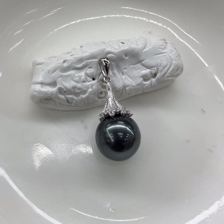 银S925镶嵌吊坠(不含链)海水珍珠11-12m