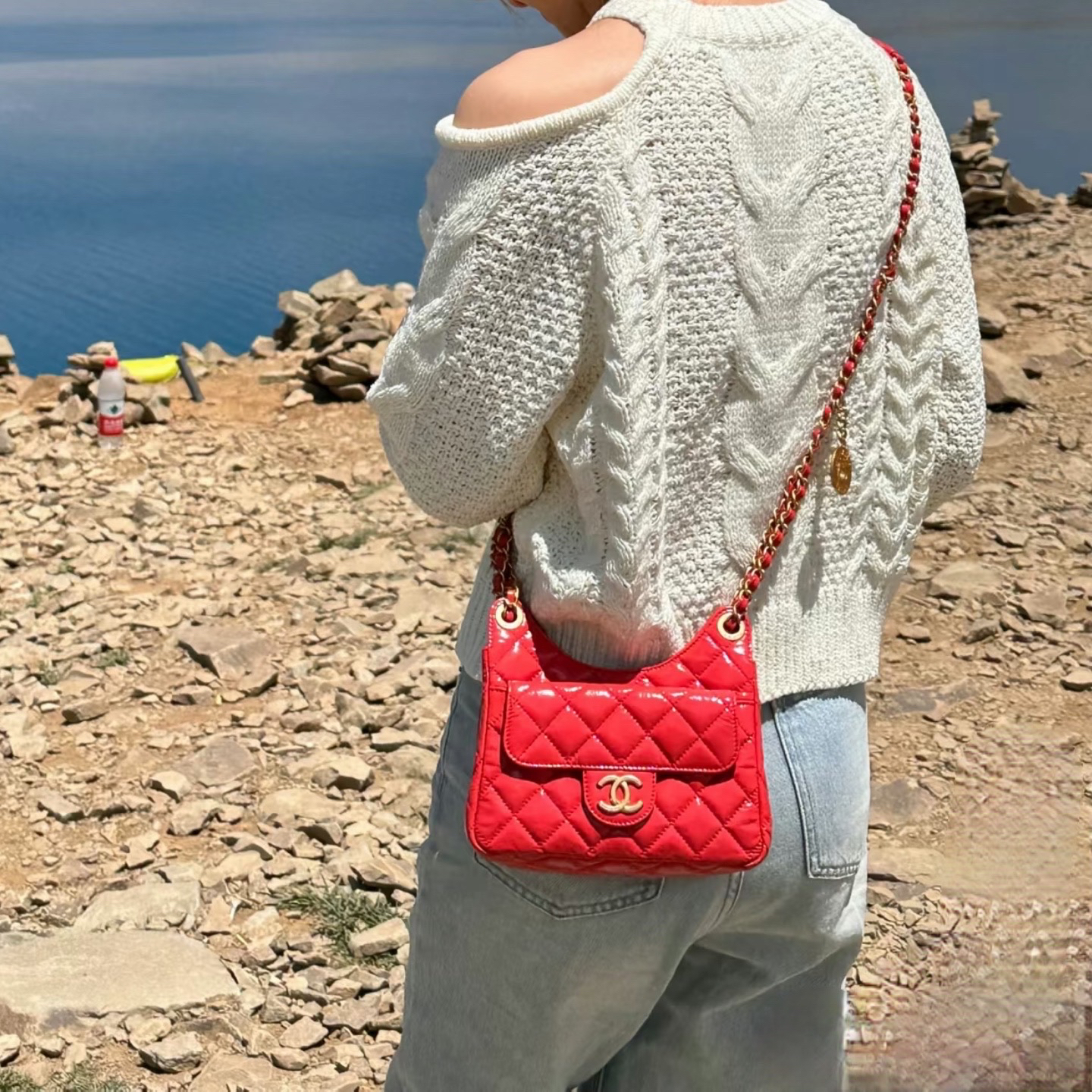 99新 Chanel/香奈儿 天猫精灵小号红色牛皮单肩包 芯片款/90677