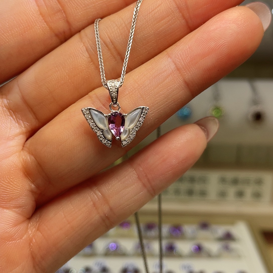 紫晶吊坠(赠链)银S925镶嵌