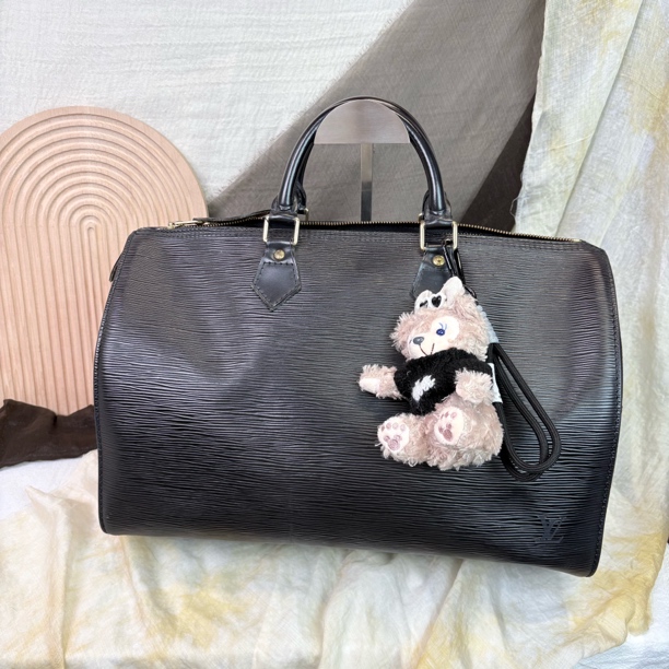 95新 LouisVuitton/路易威登 黑色水波纹speedy手提包
