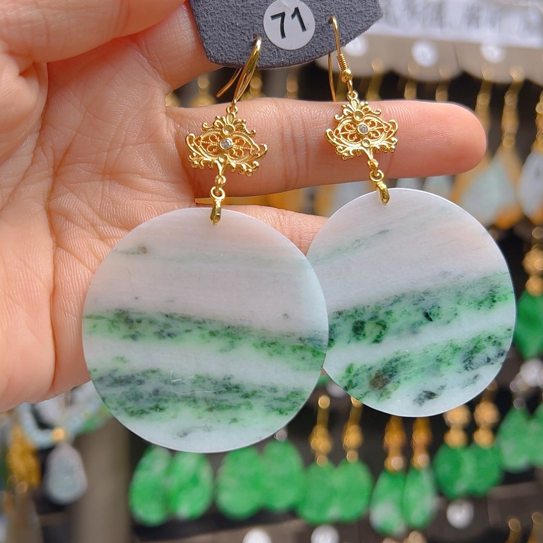 银S925镶嵌翡翠耳饰