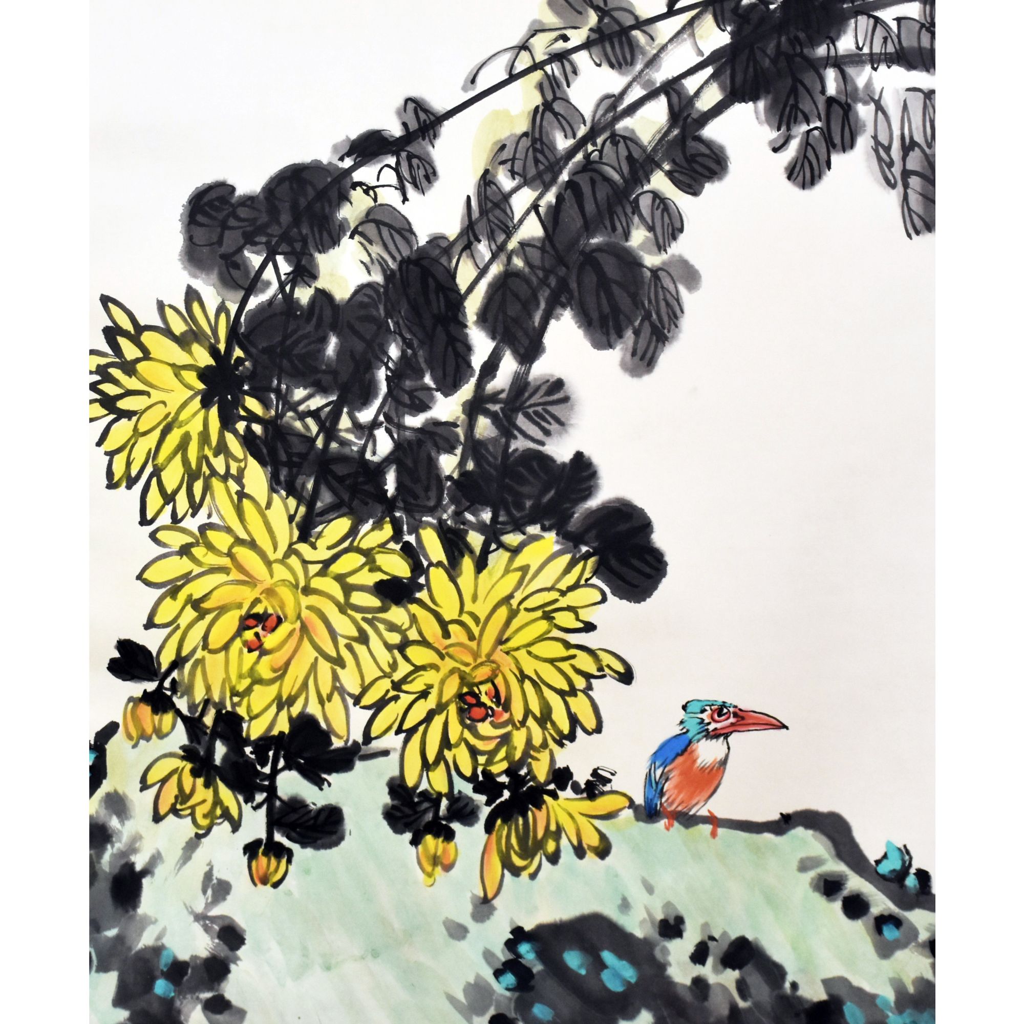 HM10046 菊花小鸭 69×68 纸本镜片 4.2平尺