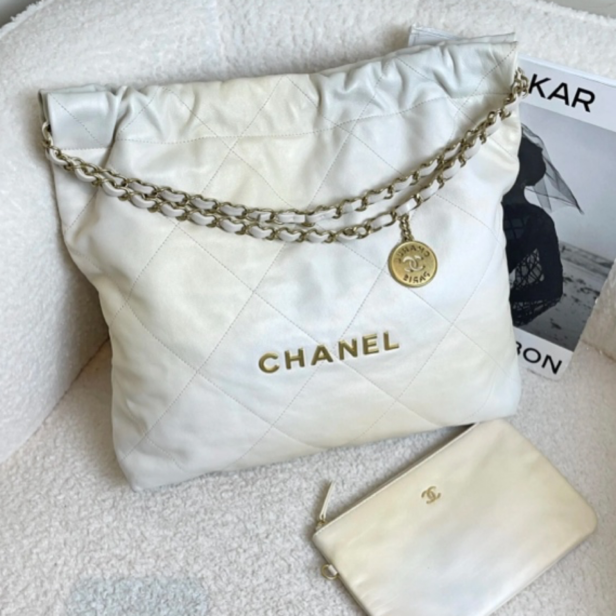 99新 Chanel/香奈儿 白金渐变22bag中号 /86405878/代卖服务/12期