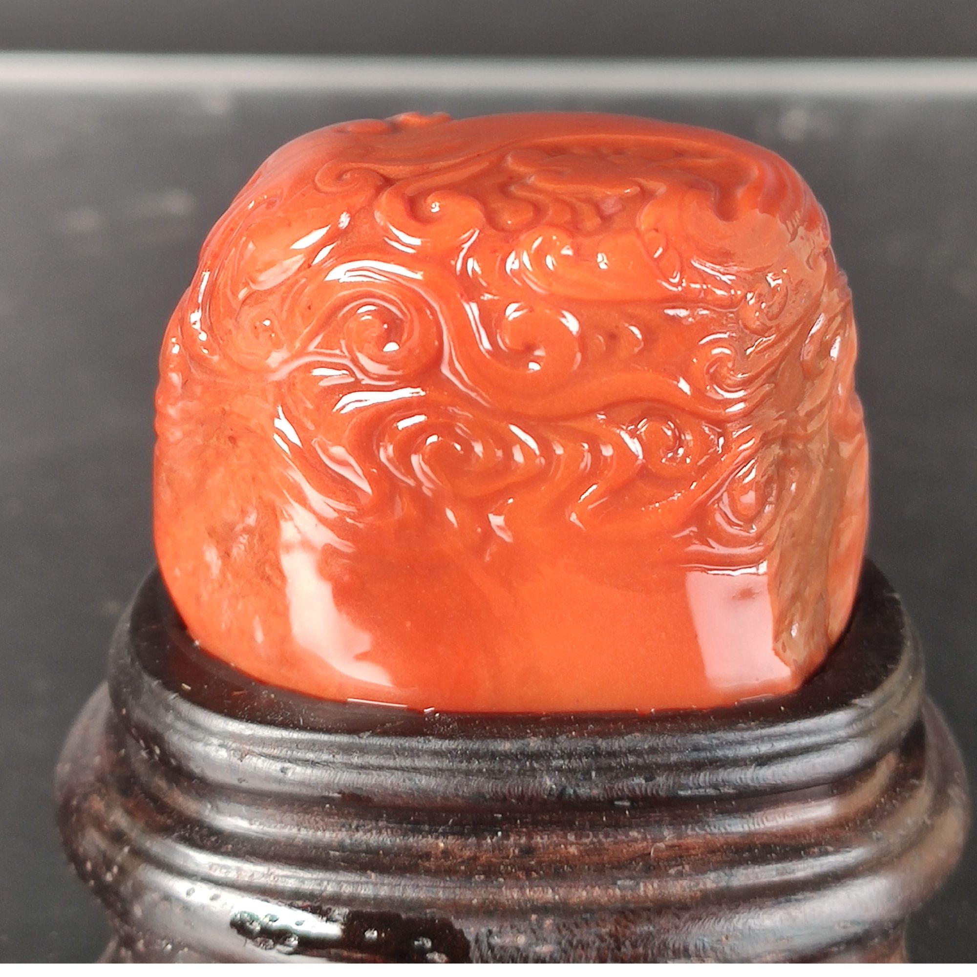 国石/寿山红田石瑞兽呈祥随型章料/田黄石/ST1302