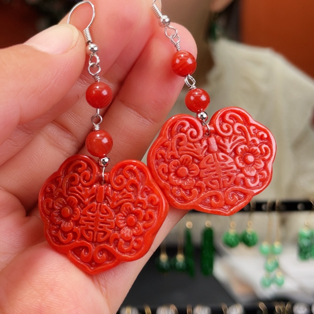 翡翠未镶嵌耳饰饰品