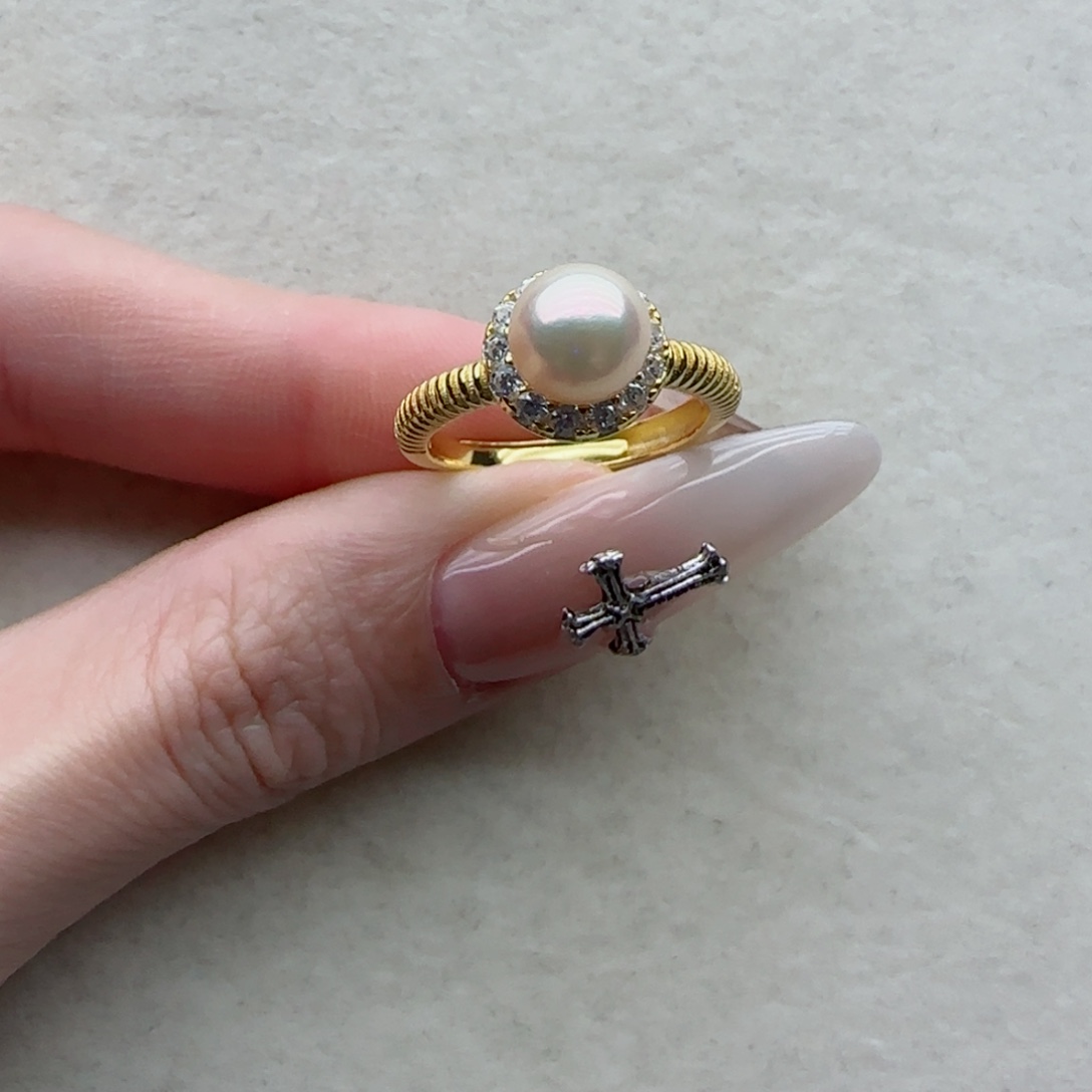 海水珍珠银S925镶嵌戒指93