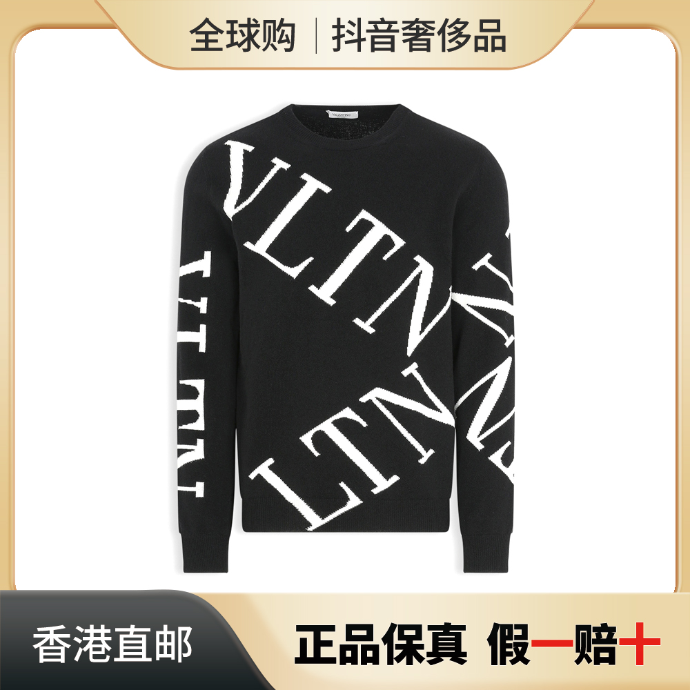Valentino/华伦天奴男士黑色休闲徽标长袖针织衫 SV3KC04F5G0-0NA