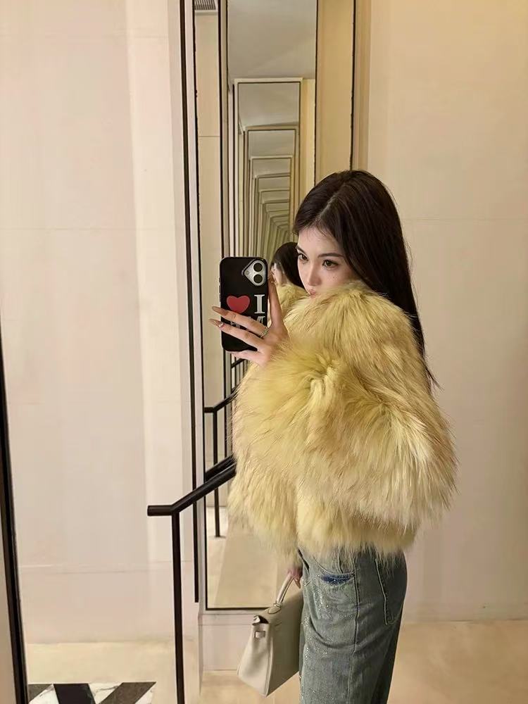 ’千金小姐‘貉子毛双面编织皮草外套女气质年轻款短款工厂直销
