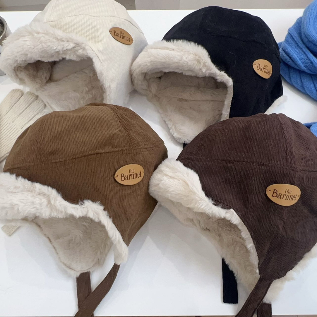 【灯芯绒护耳帽】M韩单八家防风机车帽保暖护耳帽雷锋帽显脸小