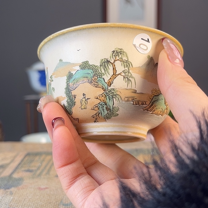 摆件没***族景德柴烧茶杯多人