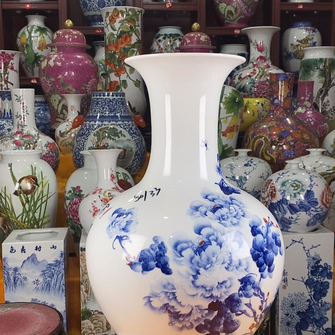 湖***商陶摆件景德镇陶瓷青花赏瓶